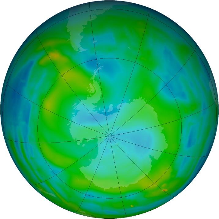 Antarctic ozone map for 01 June 2010